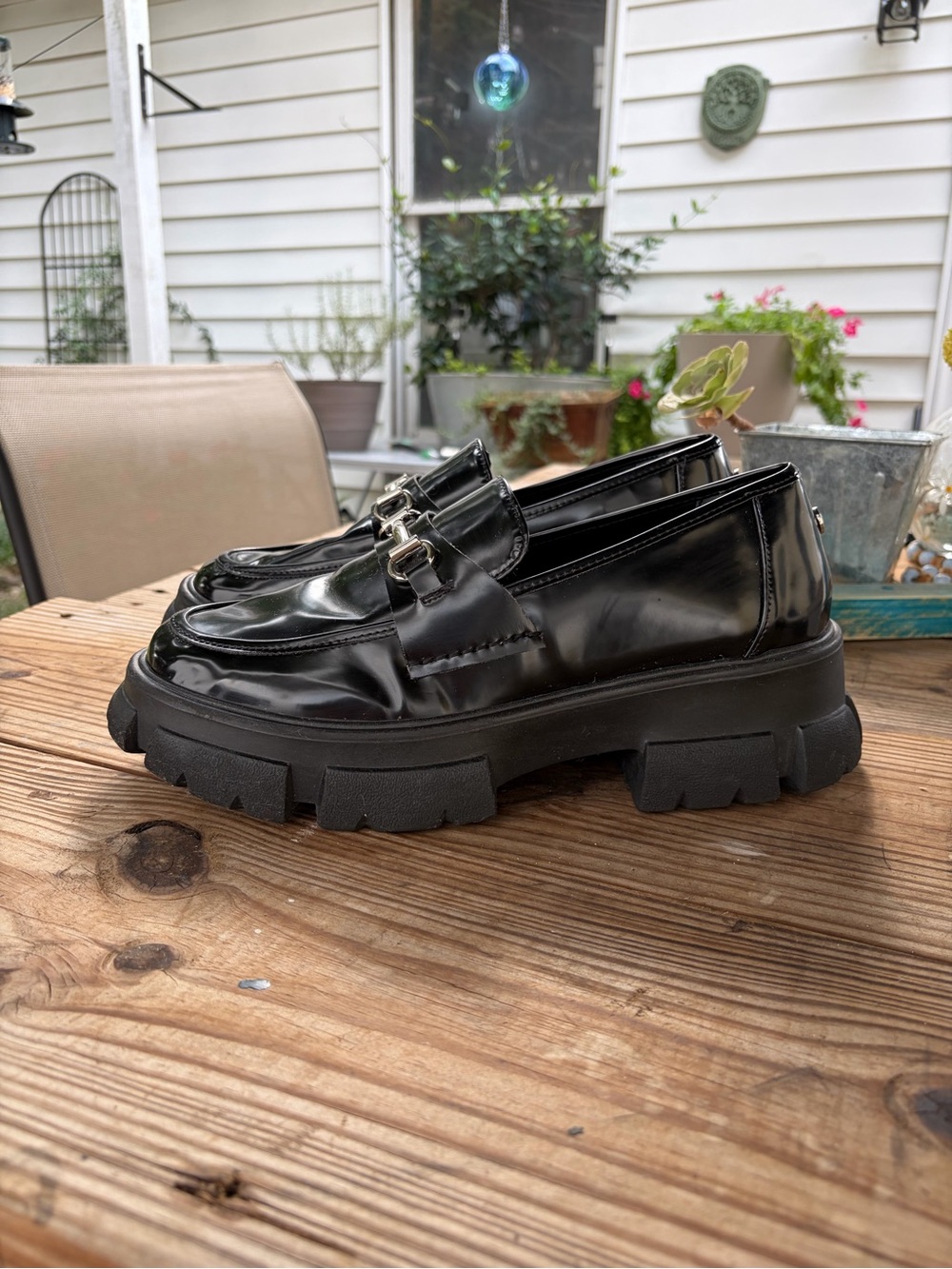 Steve Madden Trifecta Black Chunky Lug Sole Loafers Women’s 11M